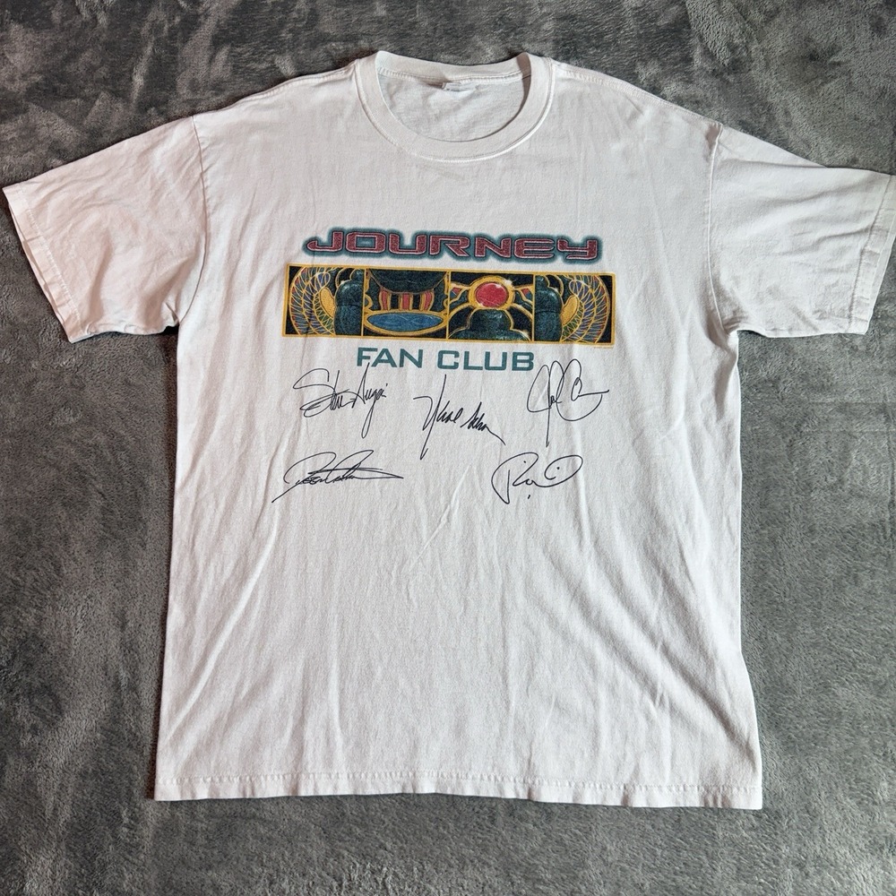 Vintage 2001 Journey Arrival‎ Tour Fan Club Shirt White XL Signatures